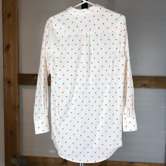 J.crew FCTRY Wht Red Polka Dot Tunic Pullover Shirt S - Picture 2 of 9